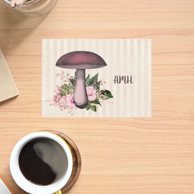 Tarjeta Pequeña Bonito Mushroom y Monograma Floral (Subido por el creador)