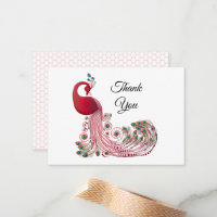 Bonito Peacock Rojo Gracias Cartas