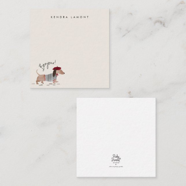 Tarjeta Pequeña Bonjour Pup (Anverso / Reverso)