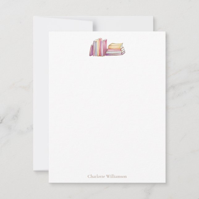 Tarjeta Pequeña Book Lovers Bookish Theme Personalized Stationery (Anverso)
