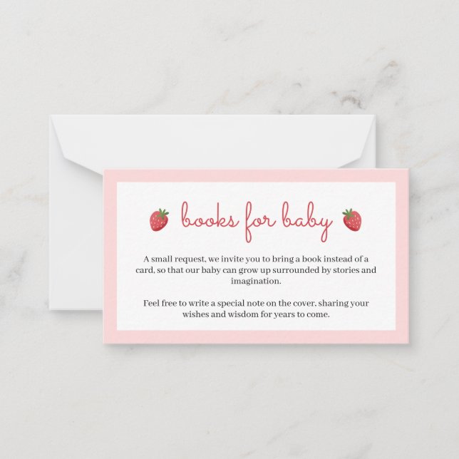 Tarjeta Pequeña Books for Baby Strawberry Baby Shower Card (Anverso)