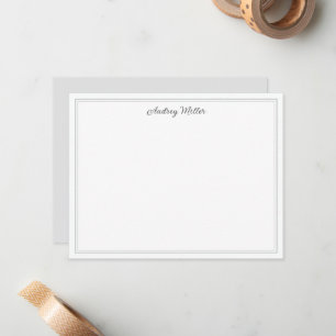 Tarjeta Pequeña Bordado gris simple personalizado