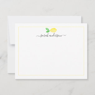 Tarjeta Pequeña Borde amarillo limón acuarela personalizado