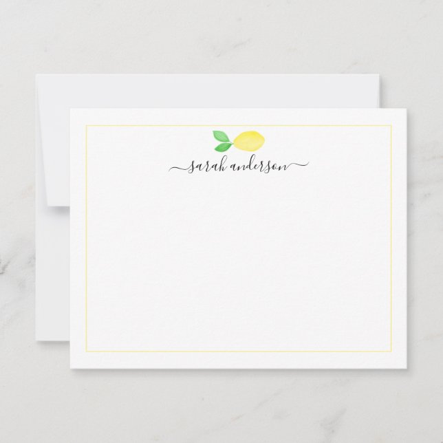 Tarjeta Pequeña Borde amarillo limón acuarela personalizado (Anverso)