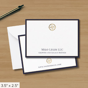 Tarjeta Pequeña Borde azul de la Marina con logotipo de oro profes