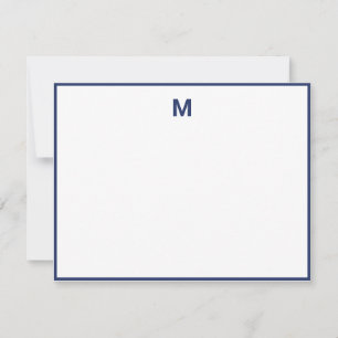 Tarjeta Pequeña Borde Azul Marino Letra Negrita Monograma Minimali