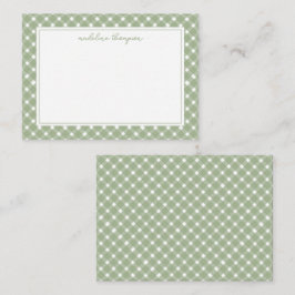 Tarjeta Pequeña Borde Básico de Gingham Verde Salvia