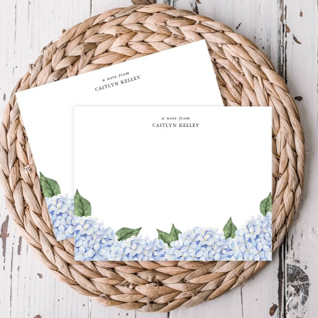 Tarjeta Pequeña Borde de acuarela de Hydrangea azul, personalizado (Subido por el creador)