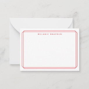 Tarjeta Pequeña Borde de curva doble rojo de nombre minimalista