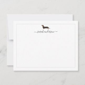 Tarjeta Pequeña Borde de Dachshund negro y tan personalizado