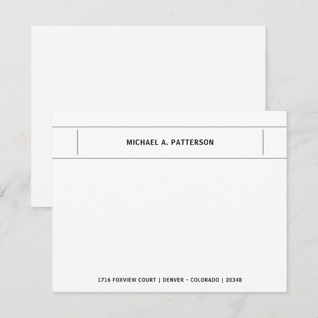 Tarjeta Pequeña Borde de dirección de nombre personal negro asual (Anverso / Reverso)