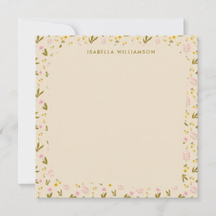 Tarjeta Pequeña Borde de flores silvestres extravagantes rosa amar