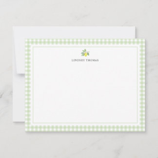 Tarjeta Pequeña Borde de Gingham Verde Limón Personalizado