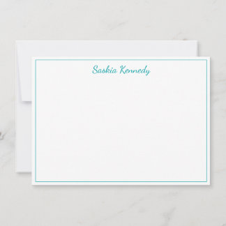 Tarjeta Pequeña Borde de guión Verde azulado elegante personalizad