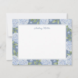 Tarjeta Pequeña Borde de Hortensia Azul Dusty Blue Personalizado