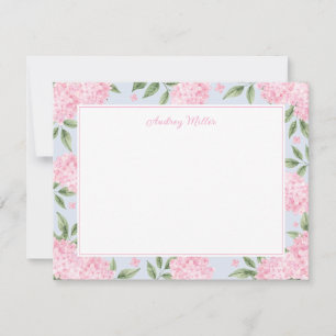 Tarjeta Pequeña Borde de Hortensia Rosa Personalizado Azul