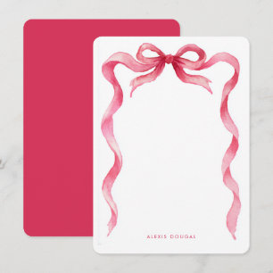 Tarjeta Pequeña Borde de lazo de cinta de acuarela rosa Chic Girly