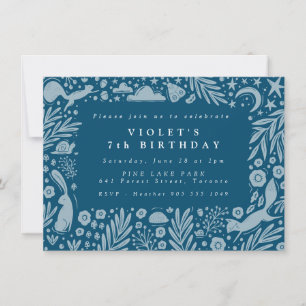 Tarjeta Pequeña Borde de Linocut para animales de bosque