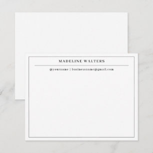 Tarjeta Pequeña Borde de monograma blanco negro profesional elegan