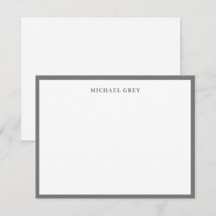 Tarjeta Pequeña Borde de nombre gris Minimalista elegante