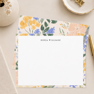 Tarjeta Pequeña Borde de patrón de acuarela floral elegante