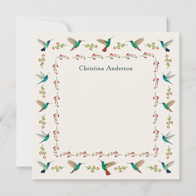 Tarjeta Pequeña Borde del colibrí del personalizado (Anverso)