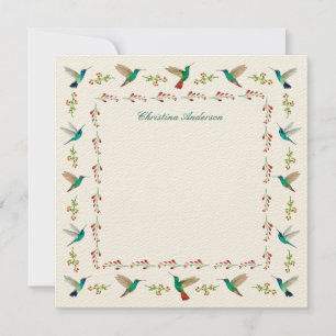 Tarjeta Pequeña Borde del colibrí del personalizado
