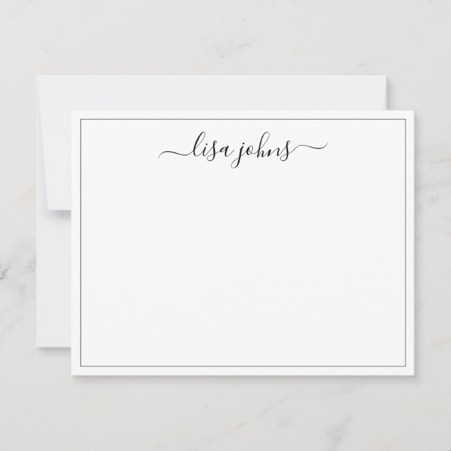 Tarjeta Pequeña Borde delgado de nombre de guión elegante profesio (Anverso)