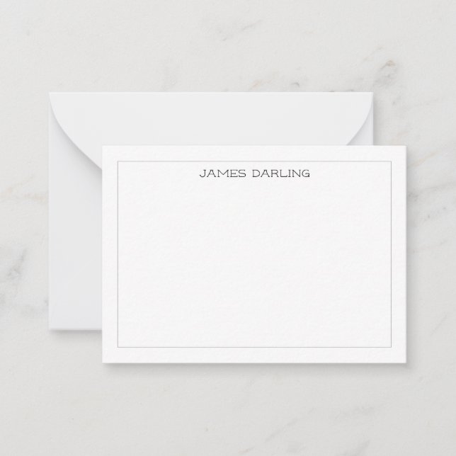 Tarjeta Pequeña Borde Delgado Simple Moderno Profesional Gris (Anverso)