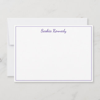 Tarjeta Pequeña Borde elegante con guión morado personalizado