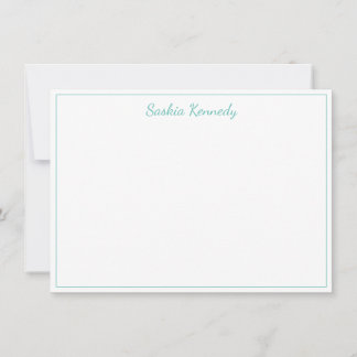 Tarjeta Pequeña Borde elegante de escritura de Aqua personalizado