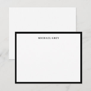 Tarjeta Pequeña Borde elegante de nombre blanco negro Minimalista