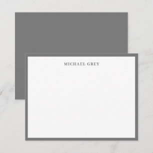 Tarjeta Pequeña Borde elegante gris monograma