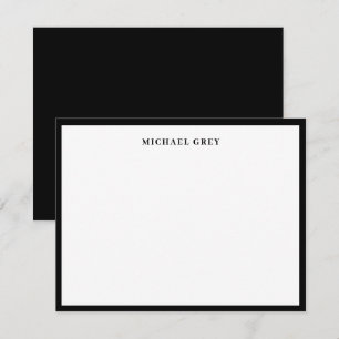 Tarjeta Pequeña Borde elegante negro y blanco con monograma