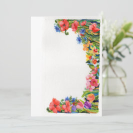Tarjeta Pequeña borde floral de acuarela brillante