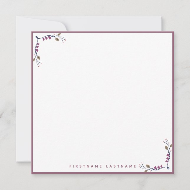 Tarjeta Pequeña Borde floral de oro Rosa (Anverso)