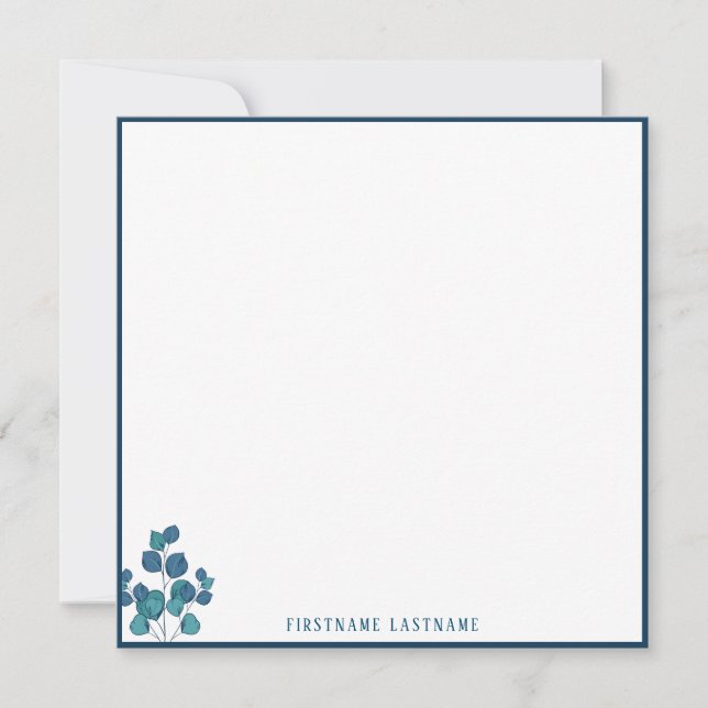 Tarjeta Pequeña Borde floral simple azul (Anverso)