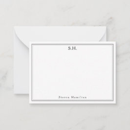 Tarjeta Pequeña Borde Minimalista de nombre de monograma negro sim