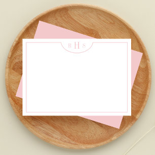 Tarjeta Pequeña Borde minimalista de tres monogramas uno Rubor P