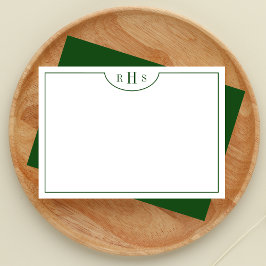 Tarjeta Pequeña Borde minimalista de tres monogramas uno | Verde
