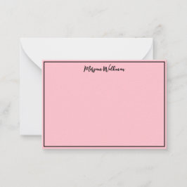 Tarjeta Pequeña Borde, nombre y blanco negro y rosa Minimalista