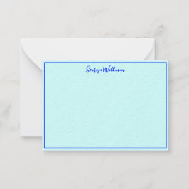 Tarjeta Pequeña Borde, nombre y elegancia azul en blanco Minimalis