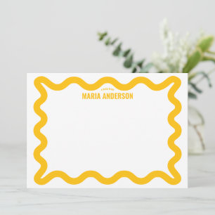 Tarjeta Pequeña Borde ondulado amarillo retro personalizado