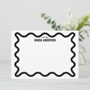 Tarjeta Pequeña Borde ondulado negro personalizado
