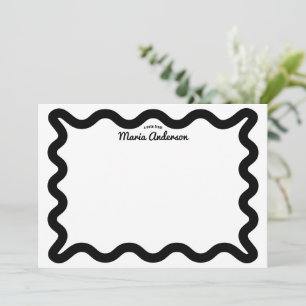 Tarjeta Pequeña Borde ondulado negro personalizado