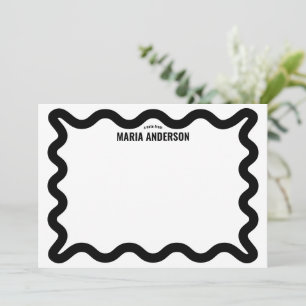 Tarjeta Pequeña Borde ondulado negro personalizado