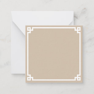 Tarjeta Pequeña Borde ornamental griego beige y blanco