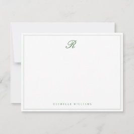 Tarjeta Pequeña Borde Verde Salvia Elegante Escritura Monograma An