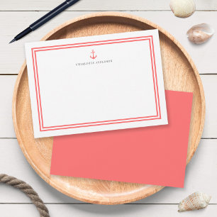 Tarjeta Pequeña Bordes Clásicos Modernos de Anclaje de Color Perso