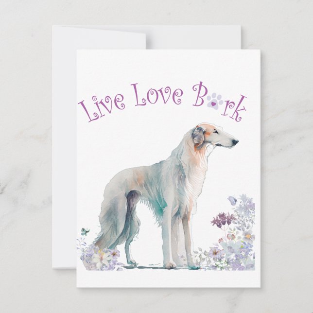 Tarjeta Pequeña Borzoi Dog Mom Floral (Anverso)